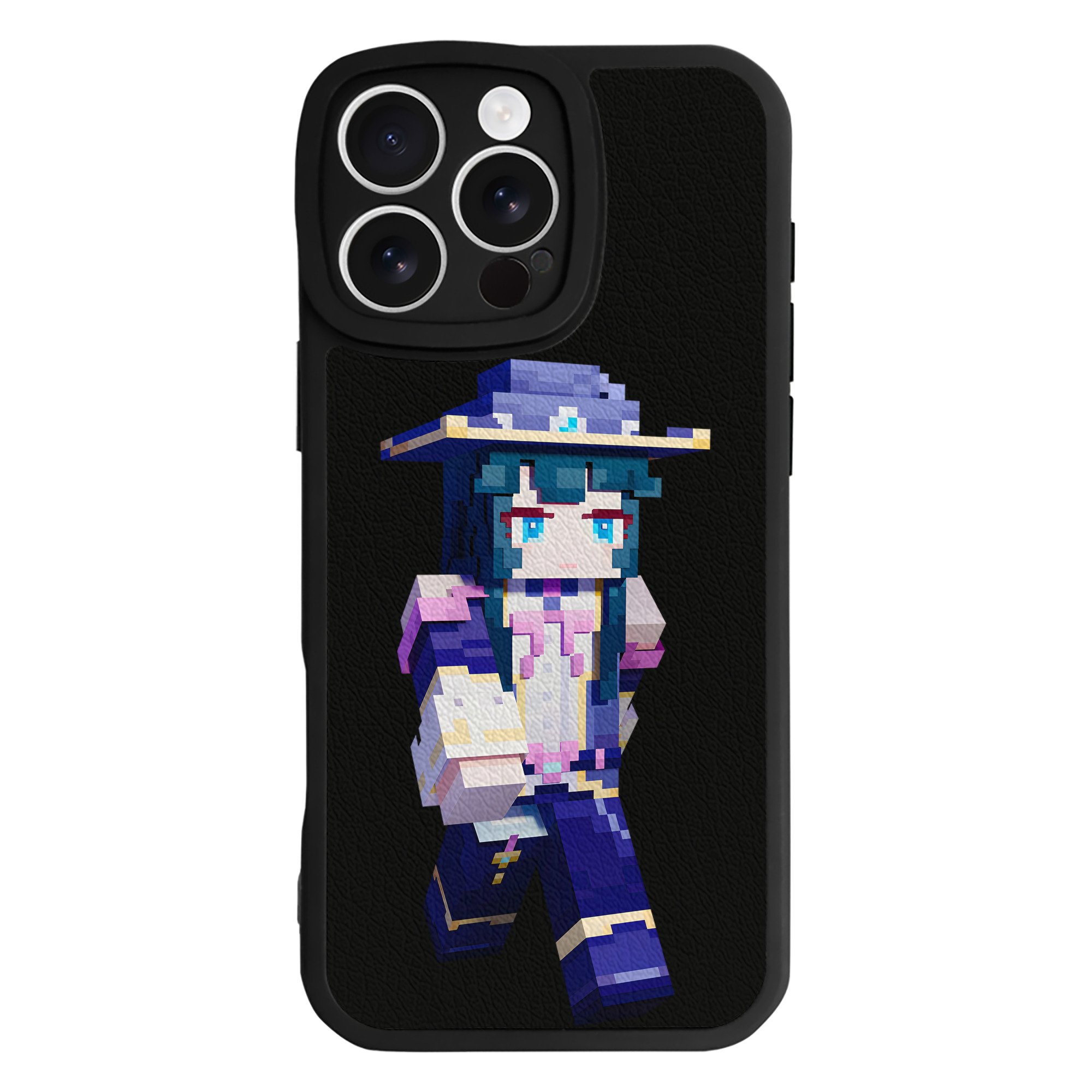 （画像用） マインクラフト ブロックの世界 Minecraft MC Block world 【iPhone 16シリーズ対応】シリコンスマホケース（レザー調） 材質：シリコン